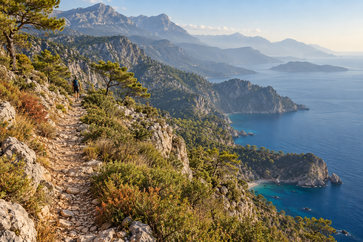 Rocky Lycian Way trail above the Mediterranean coast in southern Turkey